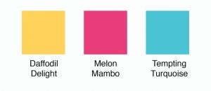 color palette - Daffodil Delight, Melon Mambo, Tempting Turquoise