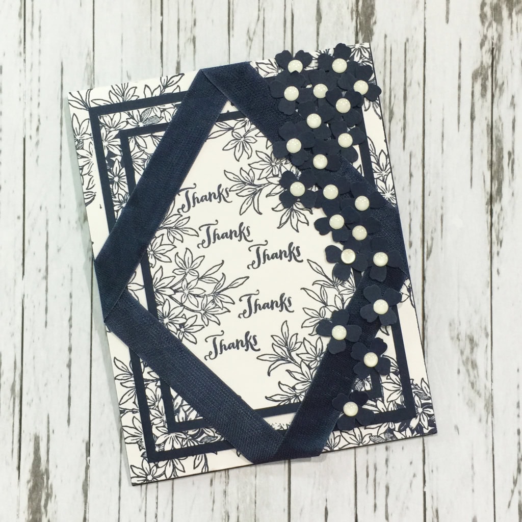 navy three layer thanks card