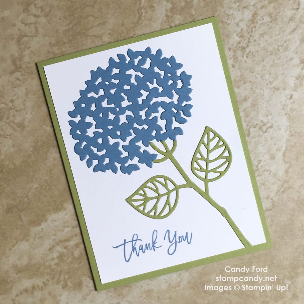 Click through to stampcandy.net for details! Thoughtful branches bundle, hydrangea, Stampin' Up!, thank you card, handmade card, cardmaking, crafts, diy, papercrafts