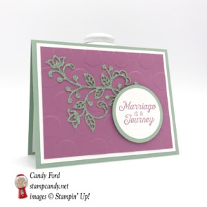 Learn to make this beautiful card using the Flourishing Phrases bundle and the new 6x6 Glimmer Paper by Stampin' Up!