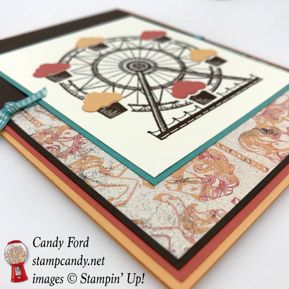 Come to stampcandy.net to learn how to make this fun birthday card using the Carousel Birthday stamp set, Cupcakes & Carousels DSP, Up & Away Thinlits Dies, #stampcandy