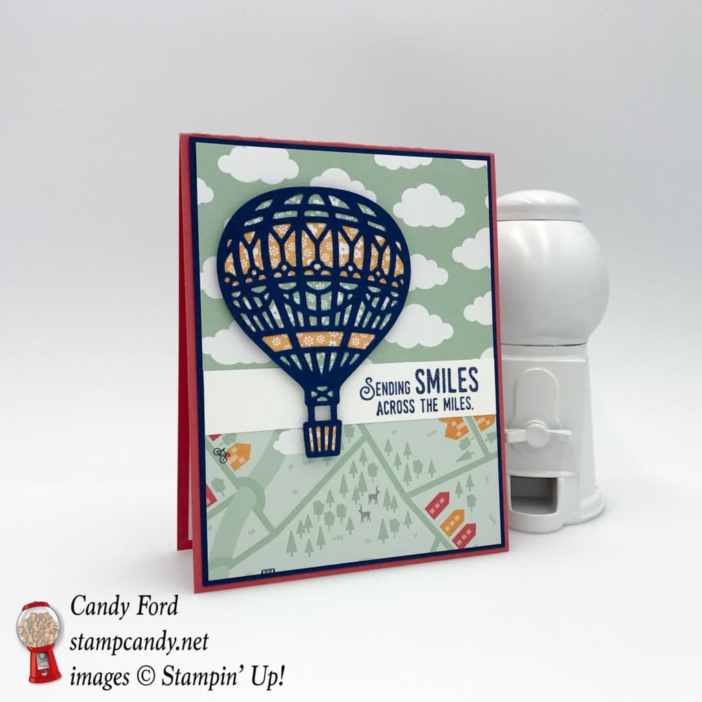 Come to stampcandy.net to learn how to make this card with Stampin' Up's Lift Me Up bundle and Carried Away DSP from the Occasions and Sale-a-bration catalogs. #stampcandy #stampinup