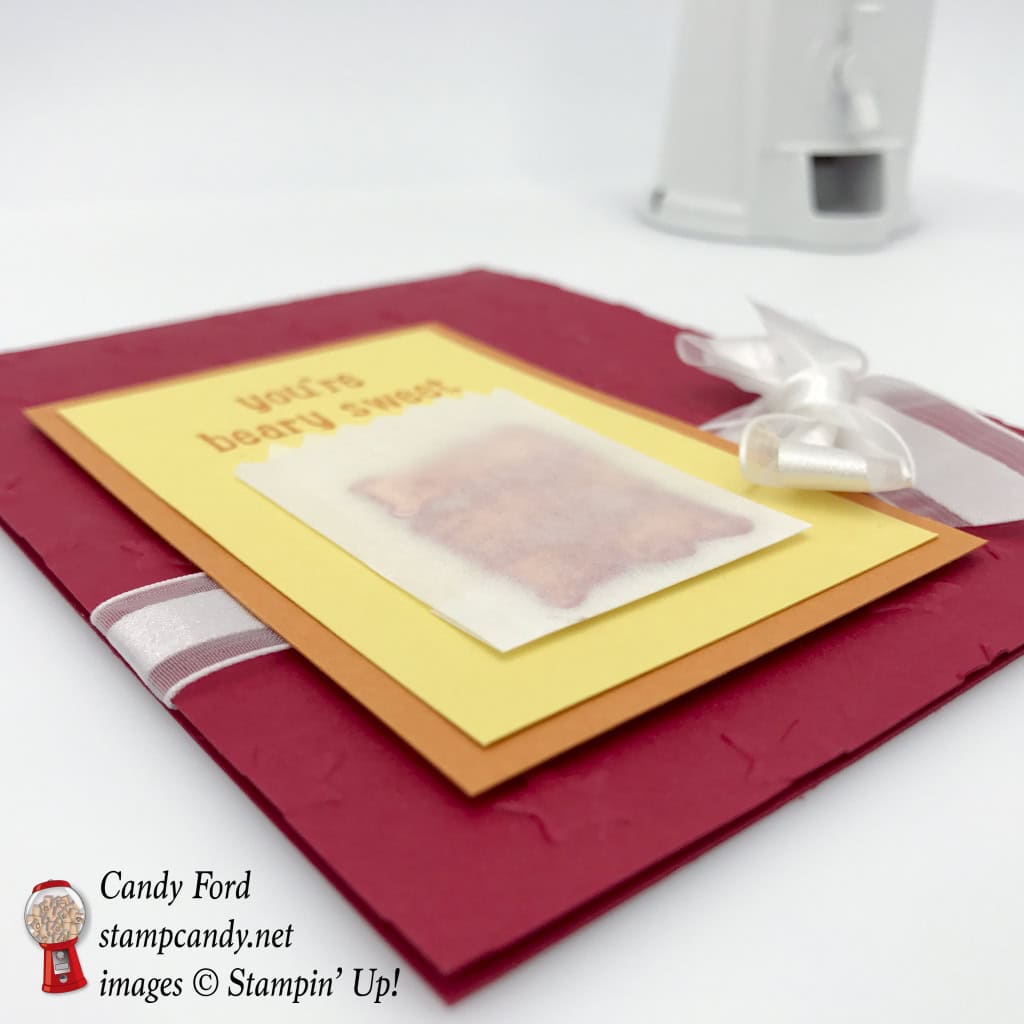 Make this card with a bag full of gummy bears using Just Keep Swimming stamp set from Stampin' Up! #stampcandy