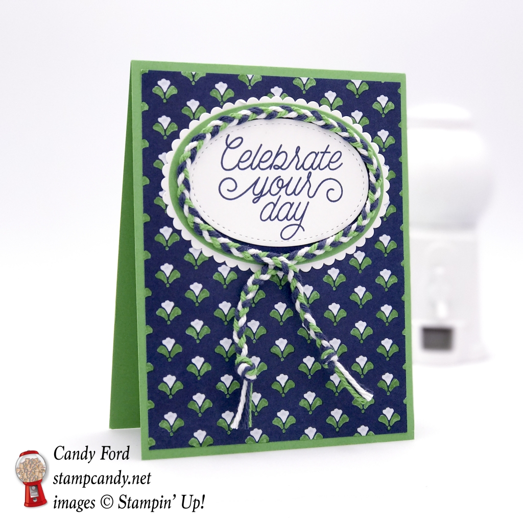 Pretty card made using Floral Boutique DSP and Designer Tin of Cards stamp set by Stampin' Up! #stampcandy