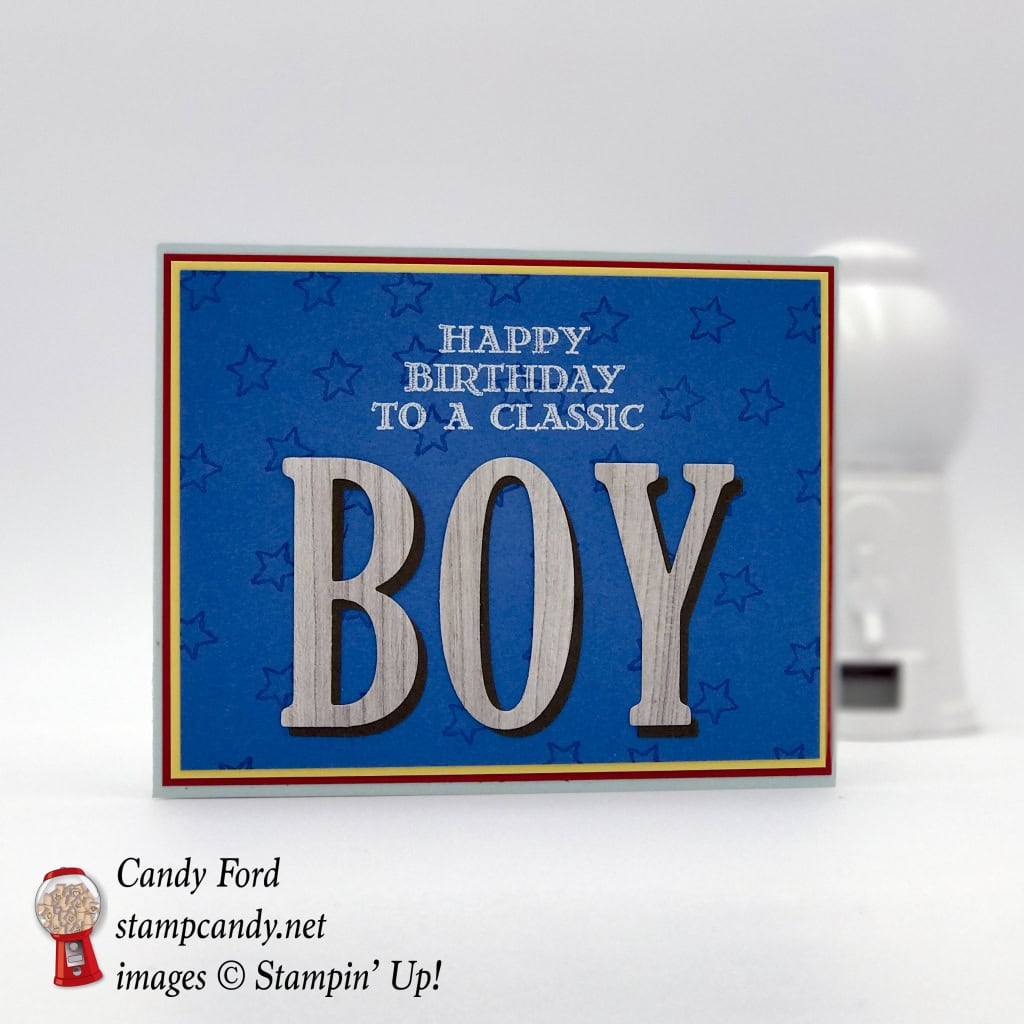 Little boy birthday card made with Wood Crate Framelits Dies, No Bones About It, No Bones About It, Large Letters Framelits by Stampin' Up! #stampcandy 