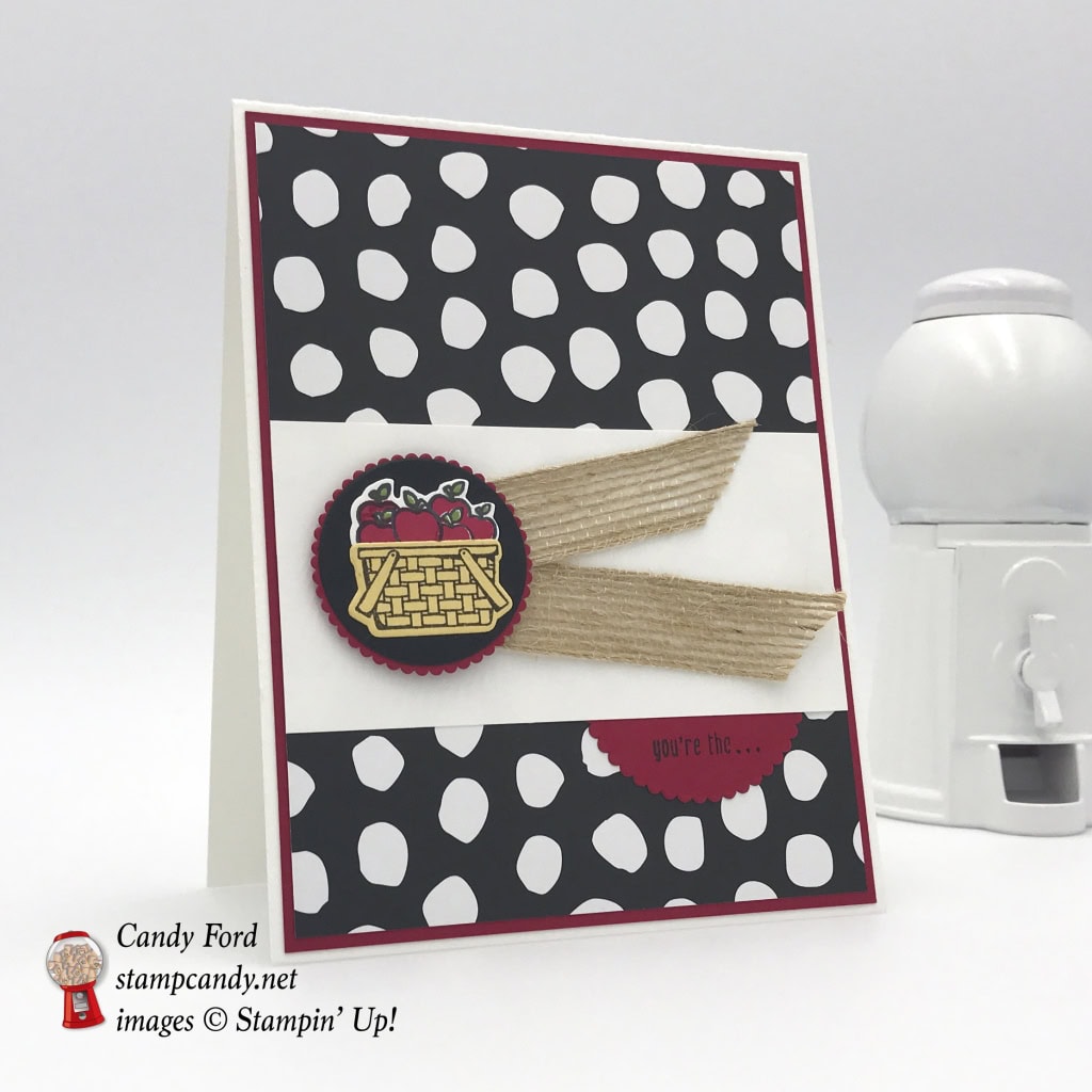 You're the apple of my eye, made with Bike Ride stamp set, Build a Bike Framelits Dies, Whole Lots of Lovely DSP, card Stampin' Up! Candy Ford #stampcandy