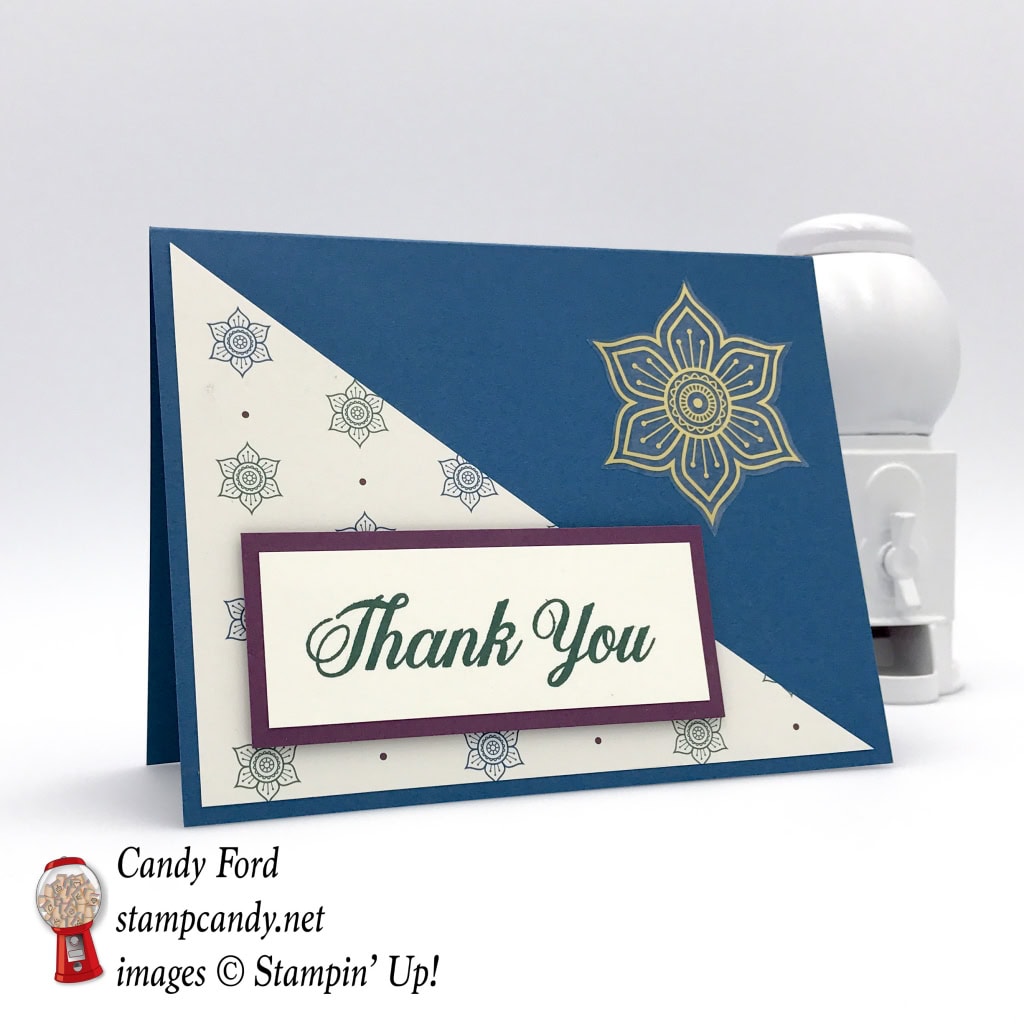 Eastern Palace DSP One Sheet Wonder card 11 of 12, also used Eastern Gold Vinyl Stickers and Delightful Daisy stamp set, by Stampin' Up! #stampcandy