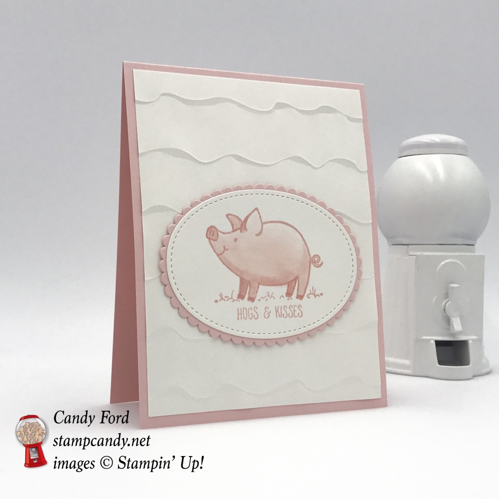 This Little Piggy is so adorable with its Hogs and Kisses, and the Ruffled embossing folder is so sweet. Stampin' Up! #stampcandy