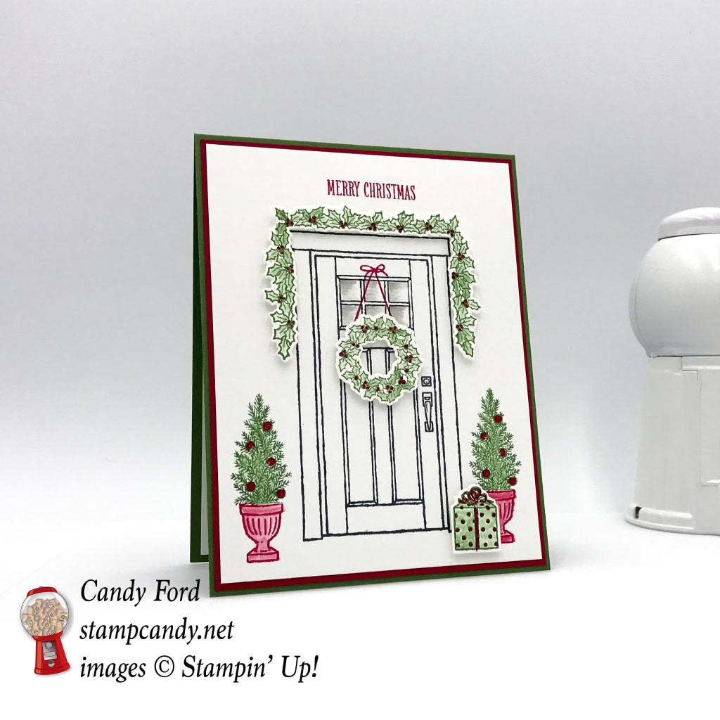 Merry Christmas card made with the At Home With You Bundle by Stampin' Up! for InKing Royalty Blog Hop Christmas in July 2017 #stampcandy