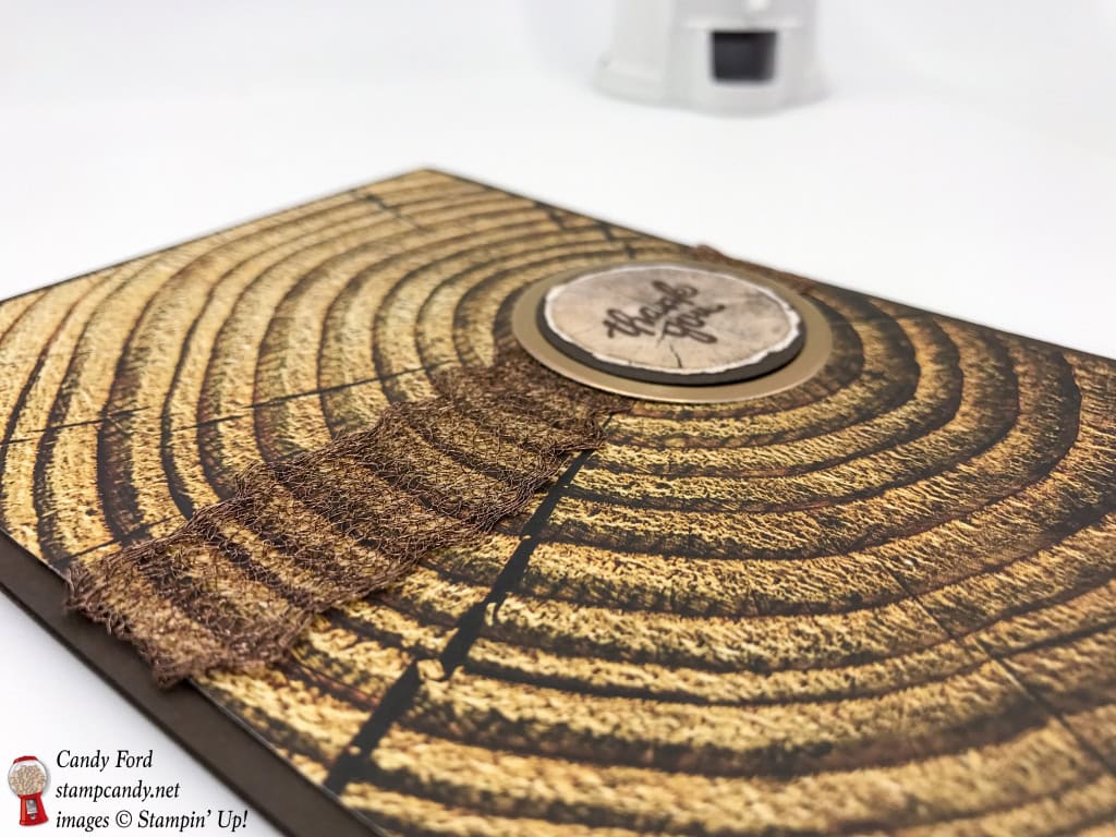 Thank You card made with the Wood Words Stamp Set, Wood Textures Designer Series Paper (DSP) and Copper Trim by Stampin' Up! #stampcandy