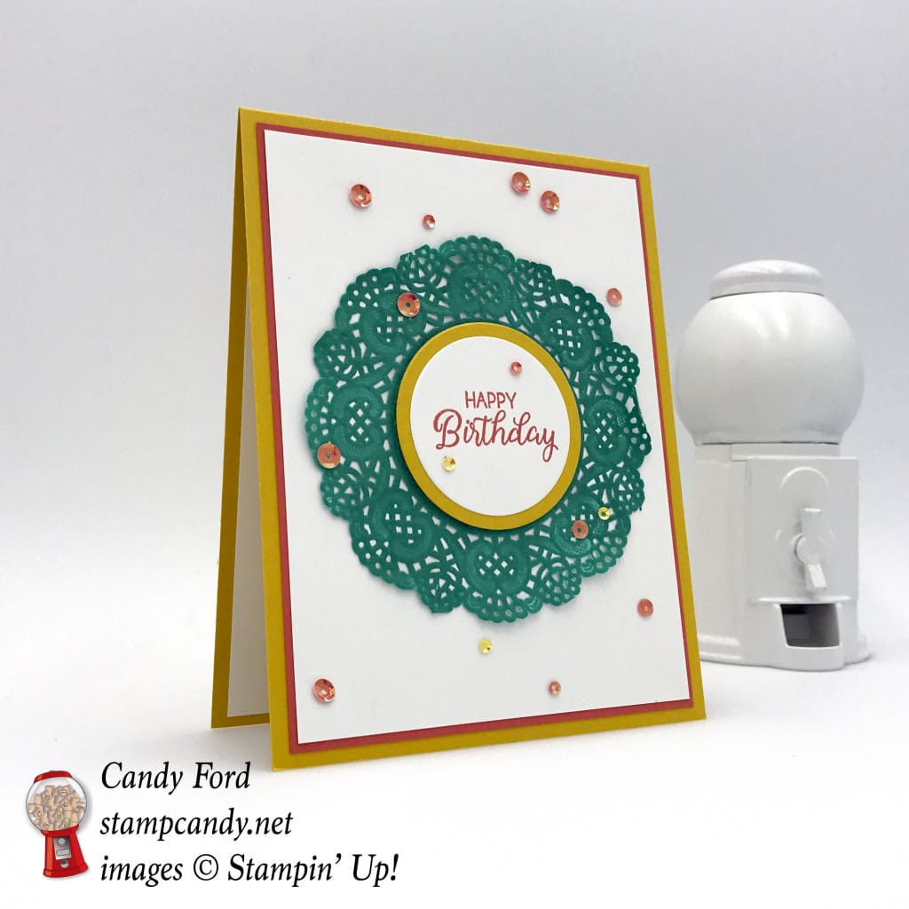 Beautiful Bouquet stamp set, Delicate White Doilies, Iridescent Sequin Assortment, by Stampin' Up! stampinup stampin up su #stampcandy