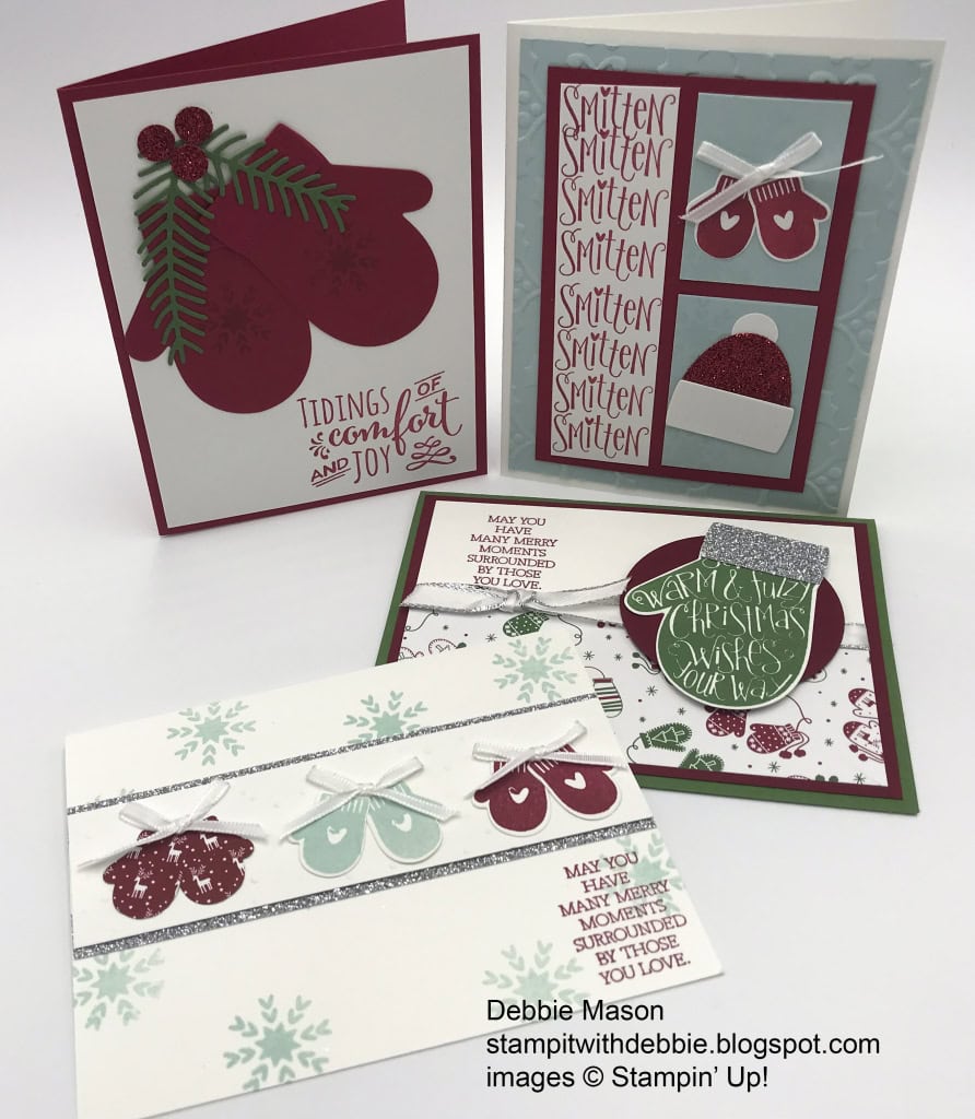 Rising Star swaps by Debbie Mason, Smitten Mittens bundle by Stampin' Up!