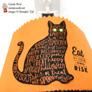 Spooky Kitty Hallowwen Treat Bag made with Stampin' Up! Spooky Cat and Graveyard Gate stamp sets and the Stampin' Up! Cat Punch by Stamp Candy