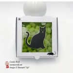 Mini Pizza Box filled with jelly beans decorated with Stampin' Up! Spooky Cat by Stamp Candy