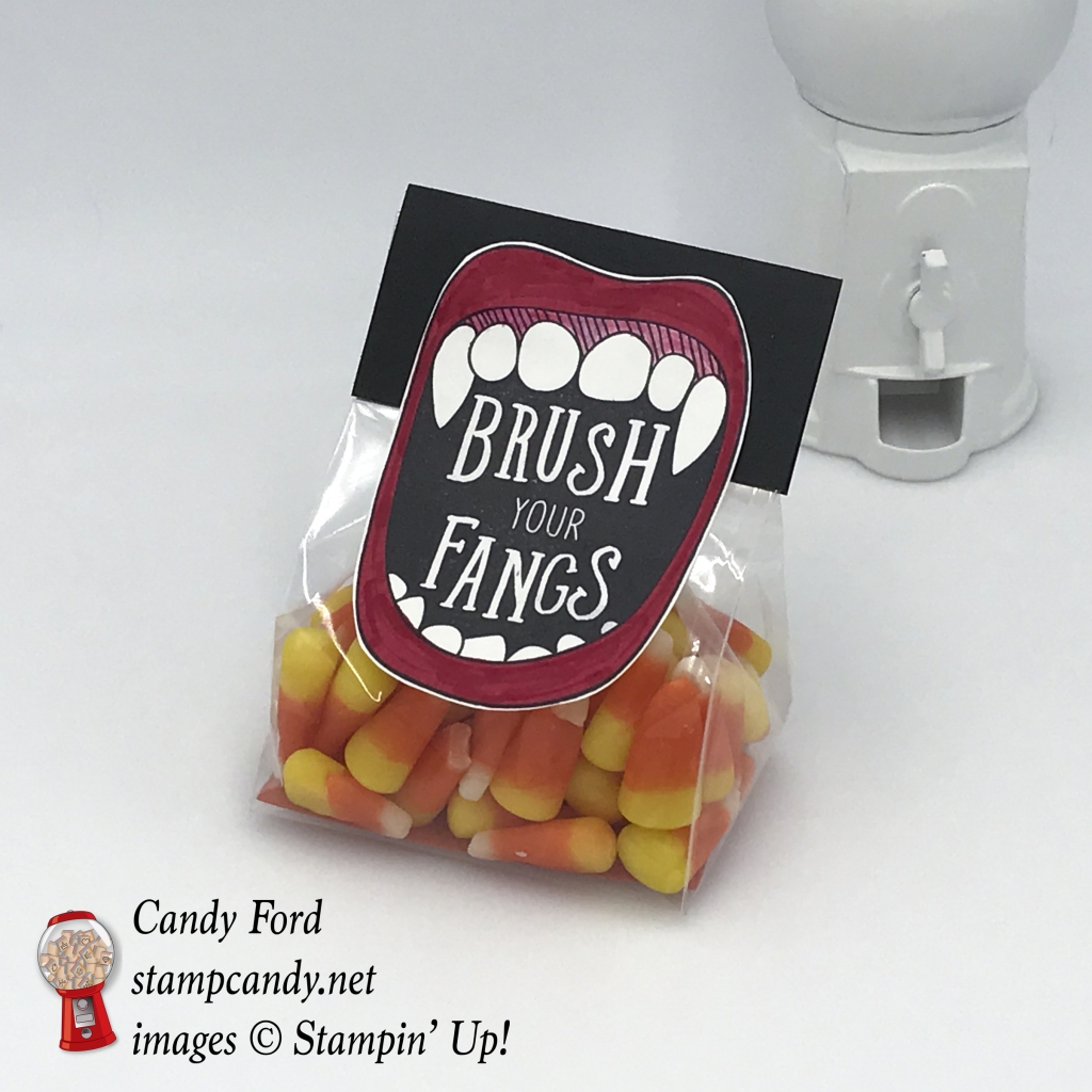 Brush Your Fangs candy corn treat bag Creep It Real stamp set Stampin' Up! #stampcandy