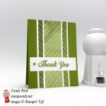 Simple Thank You Card in green featuring a sentiment with Stampin' Up! Daisy Delight and Delightful Daisy DSP made by Stamp Candy