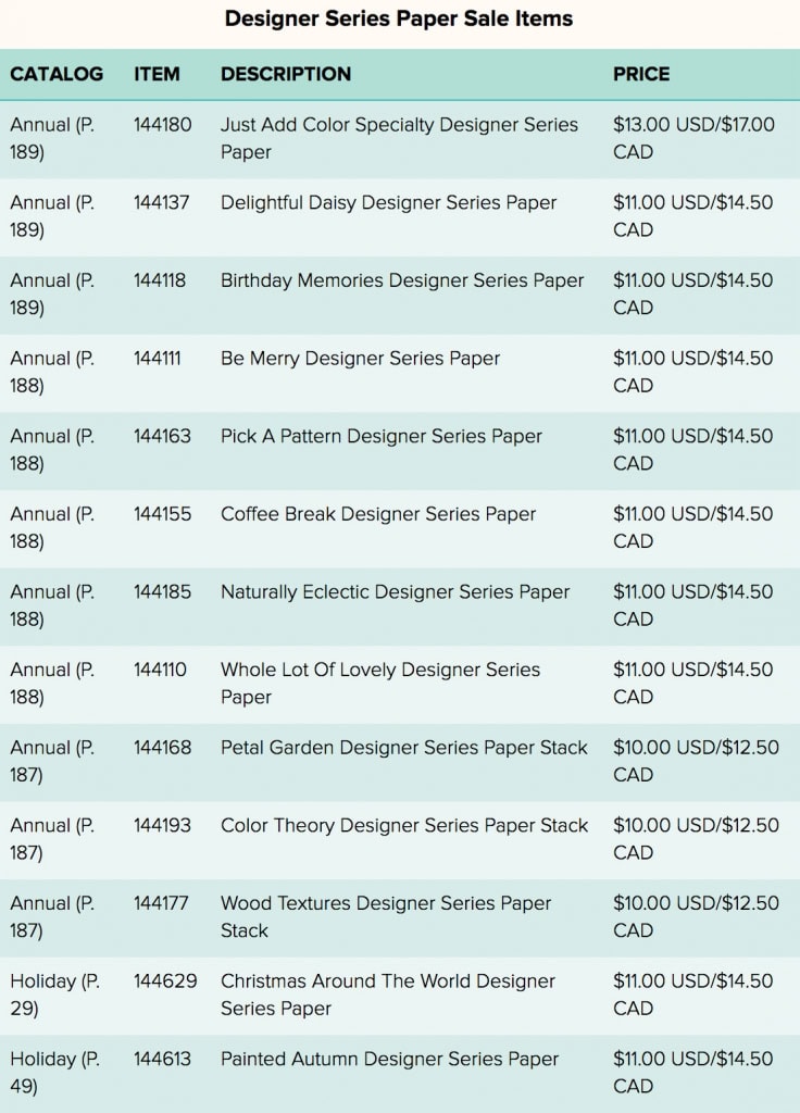 Designer Series paper Sale October 2017