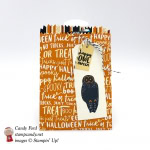 Happy Owl-oween with this Halloween Mini Treat Bag made using the Spooky Cat stamp set, Mini Treat Bag Thinlits Dies, Spooky Night DSP by Stampin' Up! #stampcandy