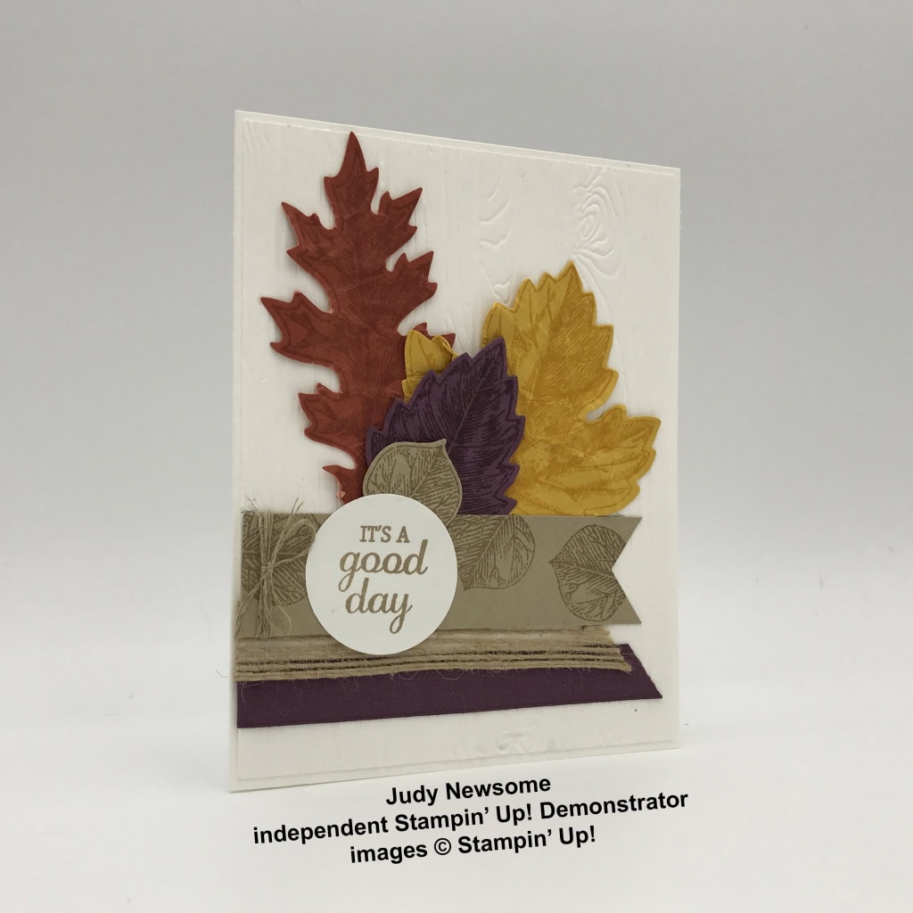 Judy Newsome's Vintage Leaves swap card for 09-2017 Candy Hearts meeting, Stampin' Up!