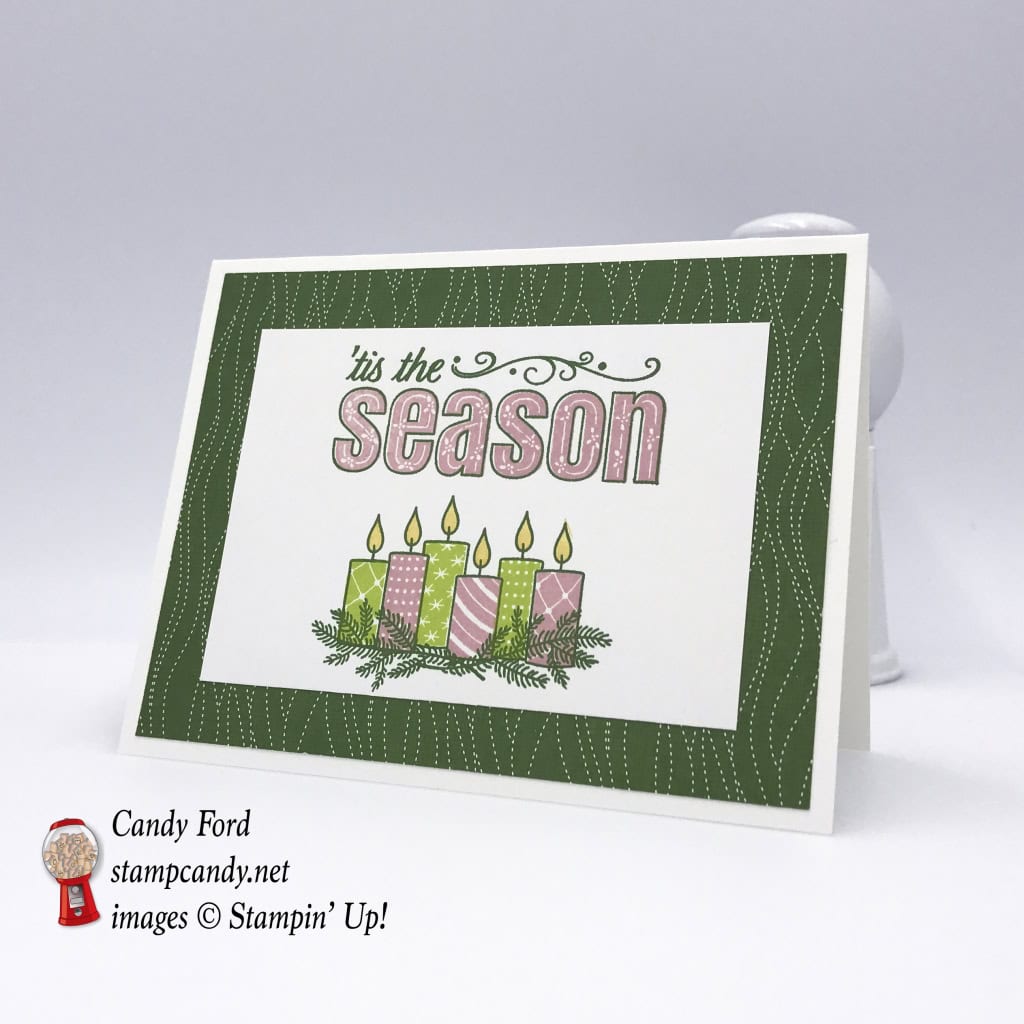 Merry Patterns stamp set, Quilted Christmas DSP, 'Tis the season, Christmas card, Stampin' Up! #stampcandy