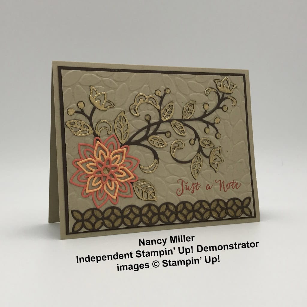 Nancy Miller's Flourishing Phrases swap card for 09-2017 Candy Hearts meeting, Stampin' Up!