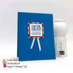 This adorable card says Crafting Forever, Housework Whenever on a simple card made by Stamp Candy using Stampin' up! Crafting Forever stamp set.