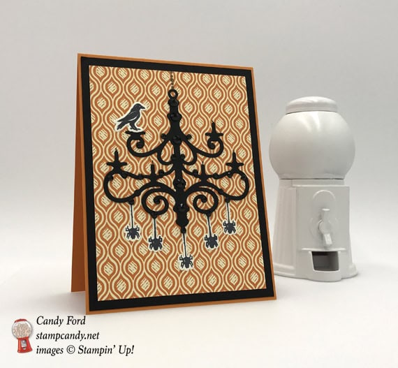 Tis the Season to Sparkle and Spook with this spooky halloween chandelier with a raven by Stamp Candy of Stampin' Up!