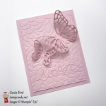 Powder pink monochrome butterfly thinklit handmade stampin up card on petals TIEF