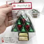 Stampin' Up! Season to Sparkle Hershey kiss and nugget tree gift by Candy Ford of Stamp Candy