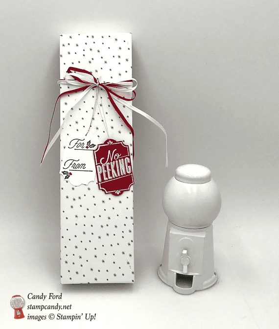 handmade Christmas box no peeking tag stampin up merry little tags by candy ford stampcandy