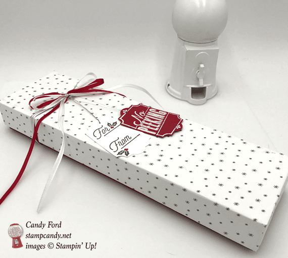 handmade Christmas box no peeking tag stampin up merry little tags by candy ford stampcandy