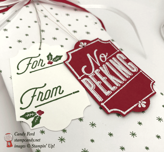 handmade Christmas box no peeking tag stampin up merry little tags by candy ford stampcandy