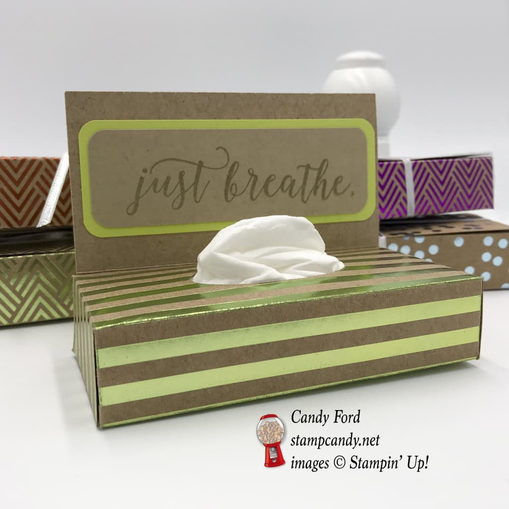 tissue box for purse made with Colorful Seasons stamp set and Foil Frenzy Specialty Designer Series Paper by Stampin' Up! #stampcandy