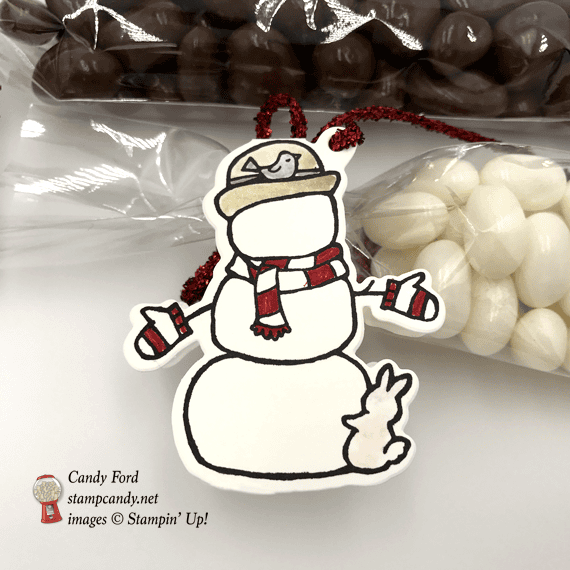Seasonal Chums Snowman and Reindeer candy bag tags by Stampin' Up! Candy Ford of Stamp Candy