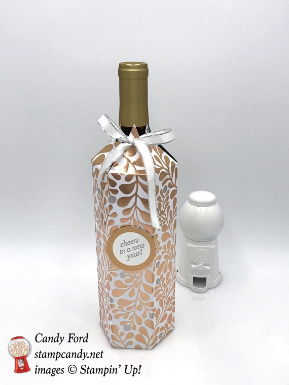 stampin up cheers to the years dsp holiday gift wine bottle cover by candy ford of stamp candy