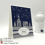 Stampin' Up! Hearts Come Home stamp sets paired with the Hometown Greetings Edgelit dies Starry Night Christmas card by Stamp Candy
