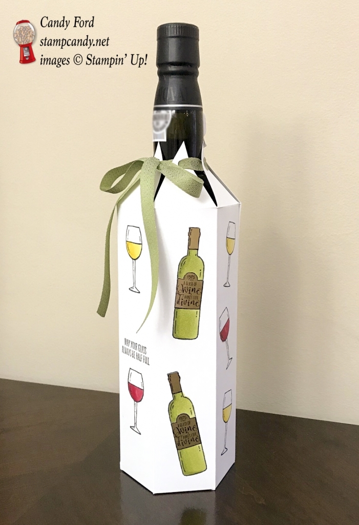 Wine Bottle Cover using Half Full stamp set by Stampin' Up! #stampcandy