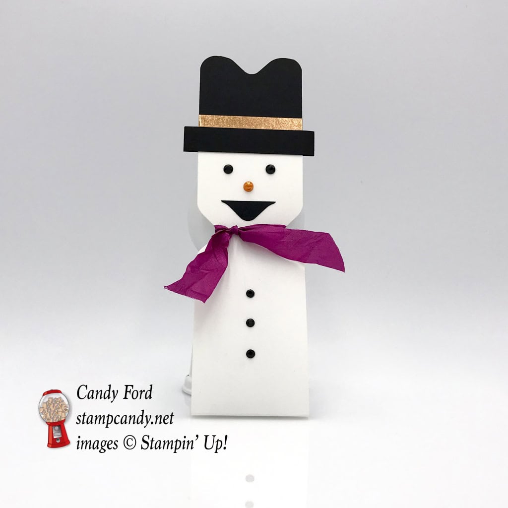 Snowman small Hershey Bar cover, Christmas Gift, Envelope Punch Board by Stampin' Up! #stampcandy