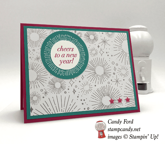 Stampin' Up! Cheers to the Years handmade new years day card by Candy Ford of Stamp Candy