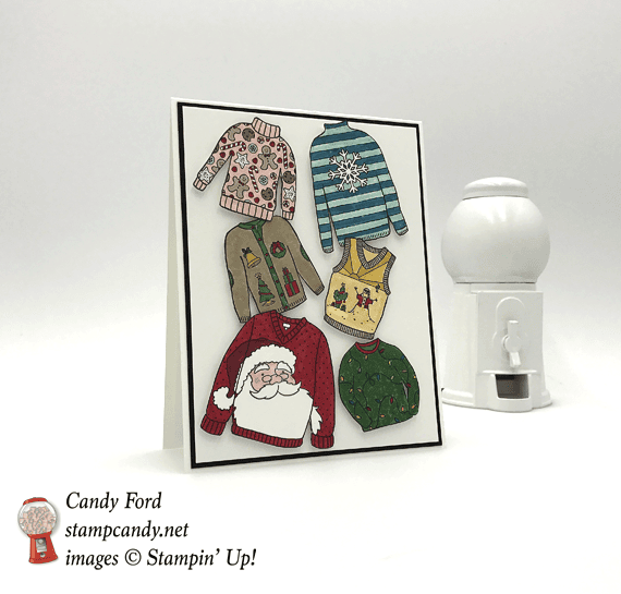 Stampin' Up! You've Got Style Christmas Sweaters handmade Christmas card by Candy Ford of Stamp Candy