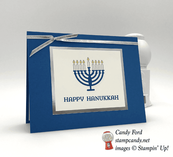 Stampin' Up! Happy Hanukkah Seasonal Lanterns Menorah card by Candy Ford of Stamp Candy