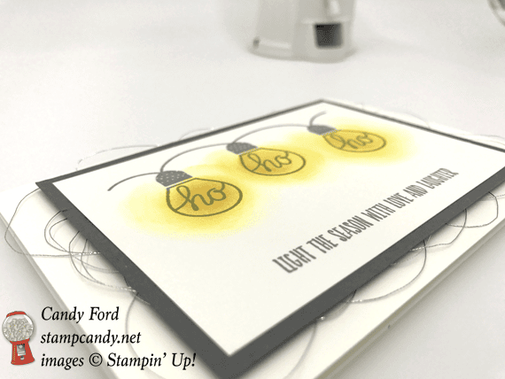 Stampin' Up! Ho Ho Ho lights Wishes All Aglow holiday card by Candy Ford of Stamp Candy