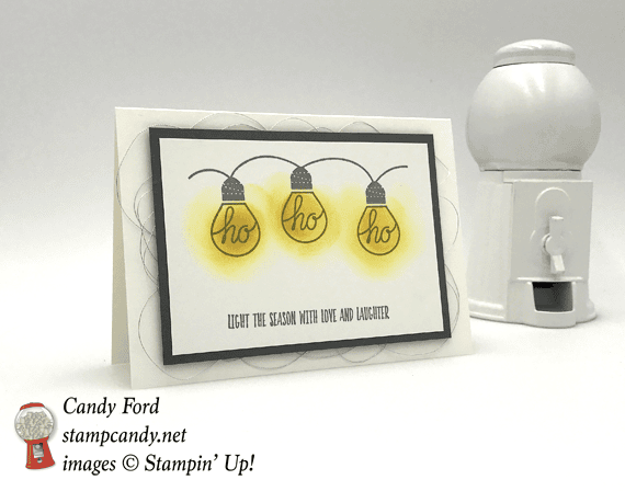 Stampin' Up! Ho Ho Ho lights Wishes All Aglow holiday card by Candy Ford of Stamp Candy