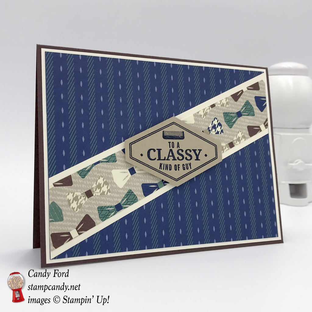 Here's a card for a classy kind of guy, made with the new True Gentleman suite of products by Stampin' Up! It can be for a birthday, Father's day, or some other event. #stampcandy