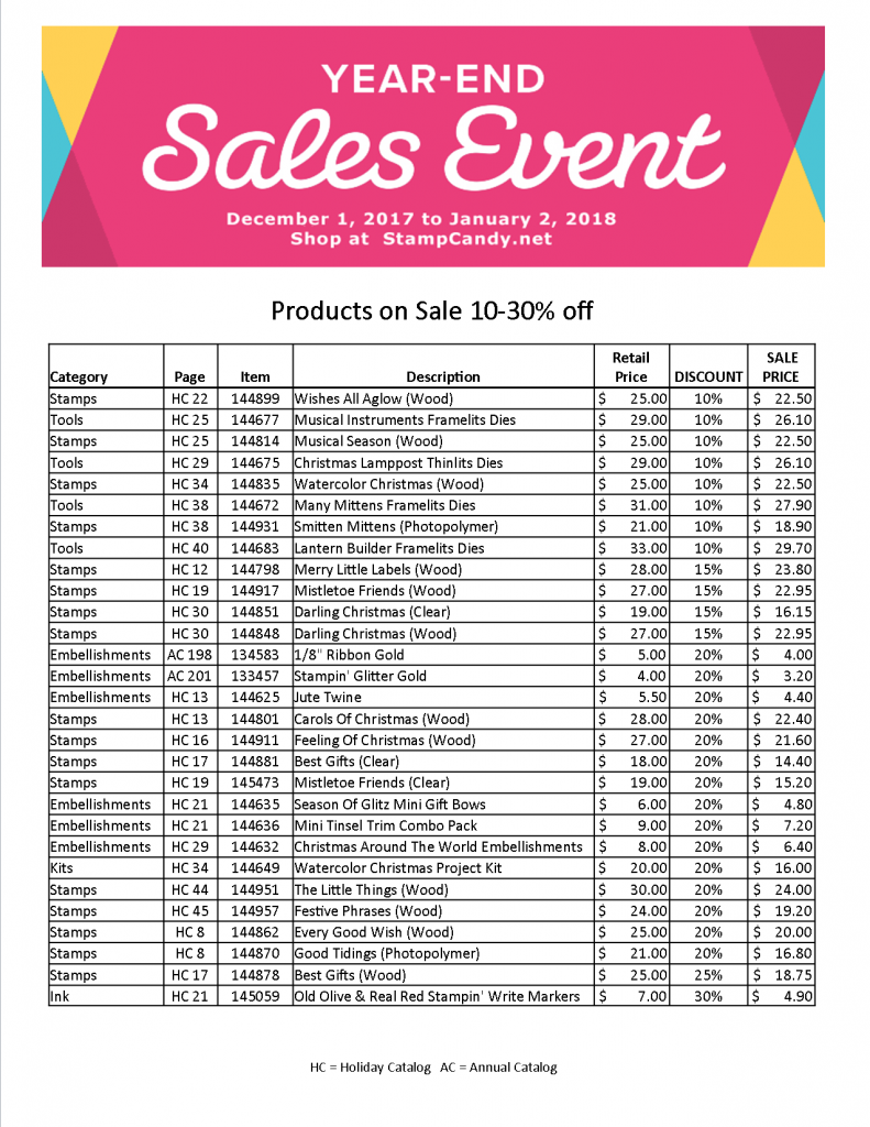 Stampin' Up! year end sales event