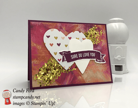 2018 stampin up occasions painted with love suite sure do love you handmade card by Candy Ford of Stamp Candy