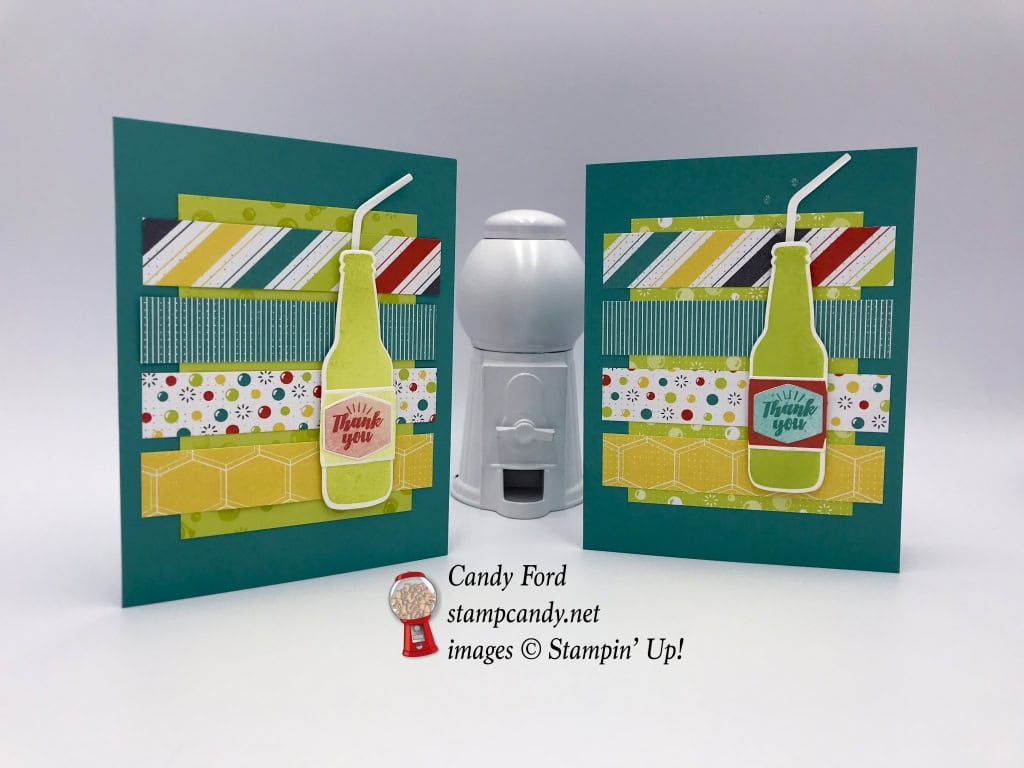 cards made with Bubble Over, Bottles & Bubbles Framelits Dies, Bubbles Fizz paper, by Stampin' Up! #stampcandy