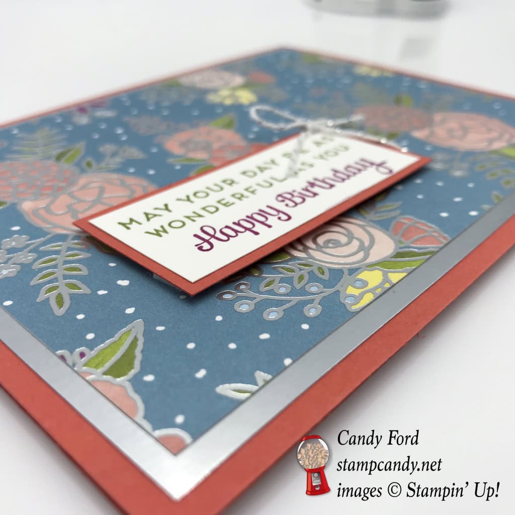 This lovely card was made with the Cake Soiree Bundle ( Cake Soiree stamp set and Sweet Cake Framelits Dies ) and Sweet Soiree Designer Series Paper by Stampin' Up! #stampcandy