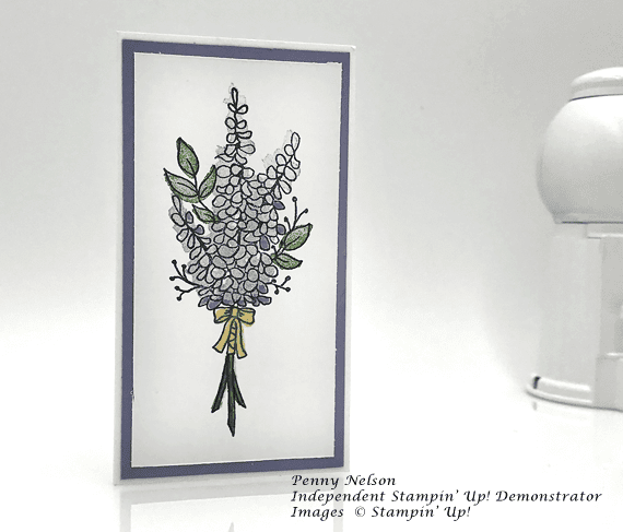 2018 Stampin' Up! Sale-A-Bration Lots of Lavendar on tall notecards by Penny Nelson handmade card Stamp Candy