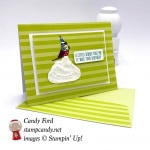 I made this birthday card for National Bird Day & National Whipped Cream Day. Bird Banter stamp set, Tutti Frutti Designer Series Paper, Tutti Frutti Cards & Envelopes (free during Sale-a-Bration!) and Shimery White Embossing Paste, by Stampin' Up! #stampcandy